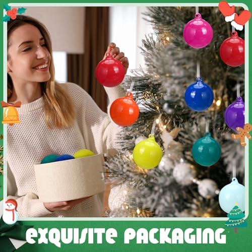 FoldTier 9pcs 3" Colorful Glass Ball Christmas Tree Ornament, Rainbow Color - Image 6
