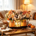 Mason Jar Centerpiece with Wood Tray – 3 Jars Orange & Beige Chamomile - Image 2