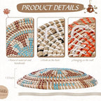 Ziliny Boho Wall Woven Basket Decor Set of 8, Multi Sizes, Colorful - Image 6