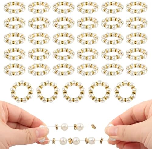 100 Pcs Gold Napkin Rings, Imitation Pearl Napkin Rings Decor, Reusable - Image 6