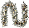 Valery Madelyn 6 Ft Christmas Garland with Lights for Mantle Silvery White by ValeryMadelyn