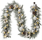 Valery Madelyn 6 Ft Christmas Garland with Lights for Mantle Silvery White by ValeryMadelyn