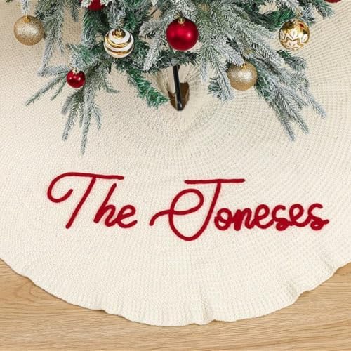 Personalized Christmas Tree Skirt,Family Christmas Tree Skirts,Home Decor,Customized Holiday Decorations (White,92cm/39'') by Unknown