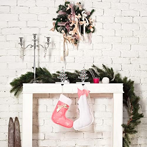 Christmas Stocking Holders – 2-Pack Christmas Tree Stocking Holders for Mantle – Metal Tree Stocking Holder Stand with Colored Stones – Durable and Stable Decorative Stand - Image 4