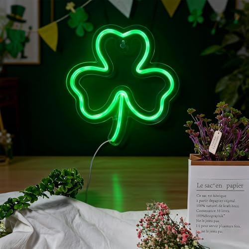 3 Packs St. Patrick's Day Window Lights Decorations with Timer, 8 Modes Green Shamrock Neon Sign with Remote, USB Powered Shamrock String Lights for Home Wall Indoor Outdoor - Image 4