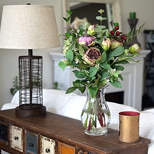 FiveSeasonStuff Vintage Purple Peonies – Realistic Artificial Silk Flowers with Dry-Look Petals, 6 Stems for Rustic Home & Wedding Floral Arrangements - Image 3