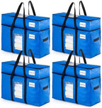 TAILI 2 Tier Moving Bags,4 Blue Silver Storage Bags with Visible Window by TAILI