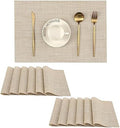 Leetaltree Woven Vinyl Beige Placemats Set of 12, Linen Look & Easy to Clean by Leetaltree-ArtatEveryTable