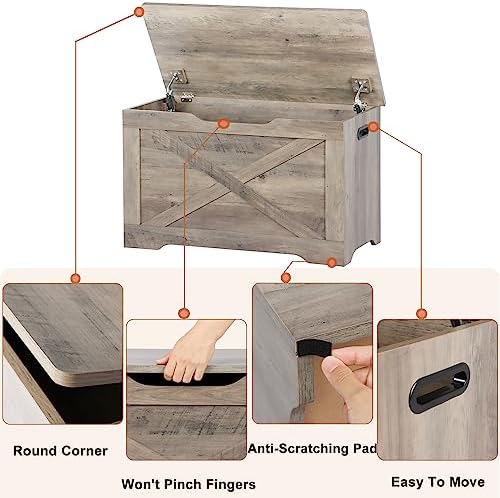 Timberer 31.5" Storage Chest, Wooden Storage Bench, Entryway Shoes Bench - Image 5
