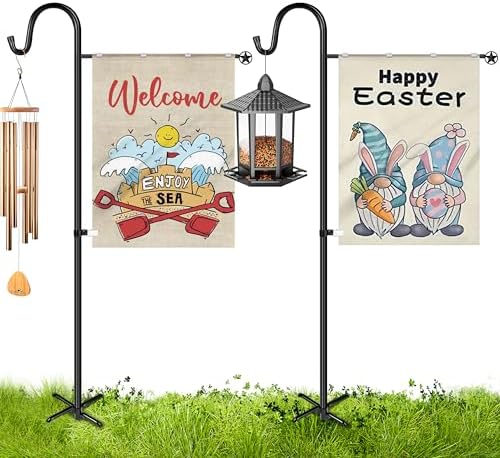 XDW-GIFTS Garden Flag Stand, Sturdy 2-Pack Flag Pole Holder with Shepherd Hook for Yard Decorations Outdoor Garden Flag Holder for 28''x40'' Flags 60 in Heavy Duty Yard Flag Post Stake (Without Flag) by XDW-GIFTS