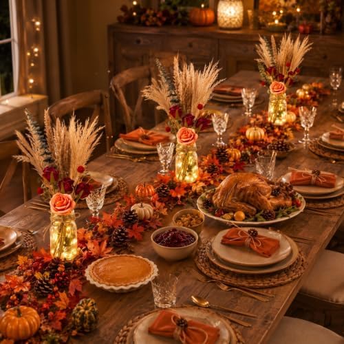 3 Set Fall Table Centerpiece, Autumn Thanksgiving Table Decor for Wedding - Image 4