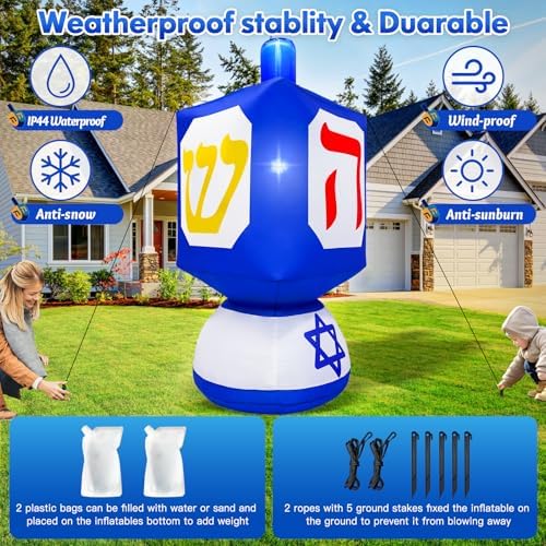 MICOCAH 6 FT Hanukkah Inflatables Dreidel Built-in LEDs Outdoor Decorations - Image 5