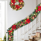 Garvee 6 Feet Christmas Garland with Lights for Mantle, Red Gold - Image 2
