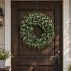 28'' Large Boxwood Wreath with Baby's Breath and White Seed Front Door Porch Window Decor Spring Summer Autumn Winter Greenery Outdoor Indoor Artificial Leaves Flowers for Home Farmhouse Wall Decor - Image 6