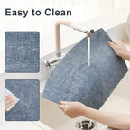Homaxy Wedge Faux Leather Placemats for Round Table, Set of 4, Blue - Image 4