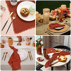 Pesonlook 24 Pcs Terracotta Cotton Linen Napkins with Fringe, 16x16 Inches - Image 7