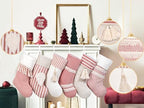 GEX Christmas Stockings 5 Pack for Family 20" Large Rustic Farmhouse Country Red Xmas Stockings with Tassels Hanging Ornament Decorations for Fireplace Xmas Season (Red, Set of 5) - Image 5