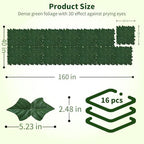 Artificial Ivy Privacy Fence Screen, 160 x 40 Inch（44.44 sq ft） UV-Anti Faux Hedge Panels, Green, Tropical Style, 16PCS - Image 2