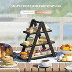 3 Tier Serving Tray Cupcake Stand and Towers Serving Tray for Party Food Tray Farmhouse Serving Platter Decorative Tray Decor Dessert Display Set Tiered Tray Stand (Black) - Image 5