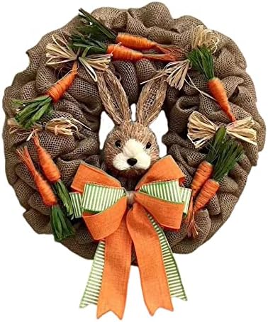 Easter Door Wreath for Front Door Artificial Carrot Ornament Spring Wreath by Unknown