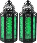 Vela Lanterns Decorative Indoor Moroccan Candle Holder, Green, M, 2-Pack by VelaCandleLanterns