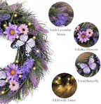 Valery Madelyn 18 inch Spring Lavender Wreaths for Front Door with Lights - Image 4