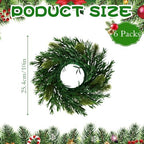 6 Pcs Christmas DIY Gree Wreath 10 Inch Green Artificial Wreaths DIY Faux Plain Wreaths Front Door Green Farmhouse Cabinets Wreath Indoor Outdoor Wall Decor(Willow Pine) - Image 2