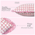 CPC Magenta Pink Hand Block Print 100% Cotton Ruffle Throw Pillow Cover 18x18 inch with Hidden Zipper Decorative for Couch, Bed, Sofa, Farmhouse, Cottagecore Decor Gift Christmas Fall Thanksgiving - Image 2