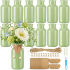 TBWIND Mason Jar Vases for Centerpieces, 12PCS Mint Green Glass Flower Vase by TBWIND