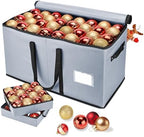 Christmas Ornament Storage Box, Ornament Storage Organizer Fits 128 of 3 inch Ornament Balls, 8 Removable Tray Ornaments Storage Containers with Dividers to Store Xmas Holiday Decor(Grey) by Brosyda