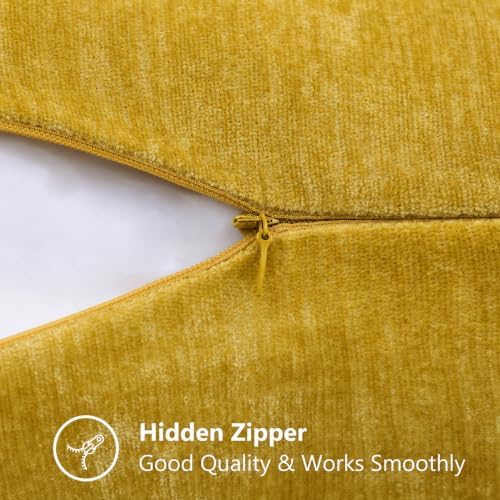 decorUhome Soft Chenille Mineral Yellow Throw Pillow Covers 22X22 Set of 2 - Image 6