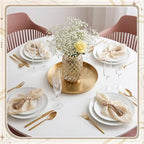 Cheesecloth Napkins with Wooden Bead Napkin Rings Set, 12 Gauze Cloth 20x20 Inch Dinner Napkins and 12 Boho Wood Bead Napkin Ring Holders for Wedding, Baby Shower, Bridal Shower(Beige) - Image 6