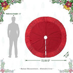 Glitzhome 72" D Oversized Red Christmas Tree Skirt,Large Velvet Ruffled Xmas Tree Mat Holiday Tree Ornaments for Xmas Winter Happy New Year Home Decoration - Image 2