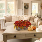 DILATATA Fall Decor Autumn Harvest Floral Centerpiece with Artificial Peony Maple Leaf and Berries Arrangement for Thanksgiving Party Mantel Fall Decor - Image 5