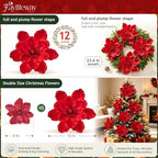8PCS Large Christmas Magnolia Flowers for Christmas Tree Wreath - Image 2