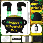 Glooglitter 4 ft St Patrick's Day Inflatables Outdoor Decorations Leprechaun Feet in Cauldron Pot Inflatable Outdoor Decor with LED Lights Blow up Lighted for Party Holiday Yard Garden Decor - Image 2