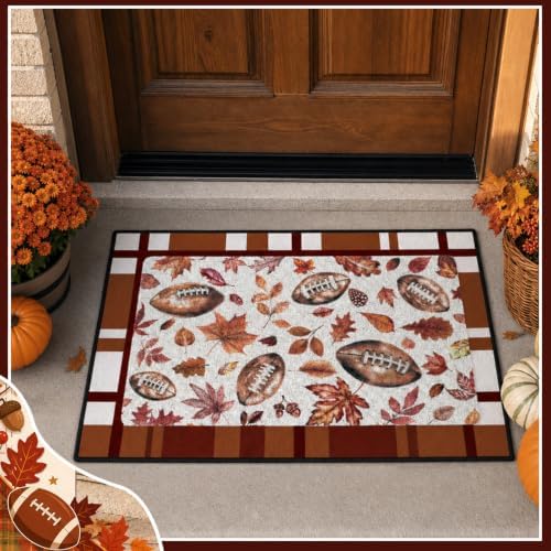 Dunzy 2 Pcs Fall Football Layered Door Mat, Football Home Decor - Image 2