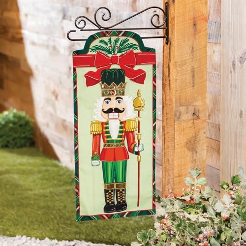 28 x 12.5 | Traditional Merry Christmas Everlasting Impressions Textile Décor Garden Flag (Nutcracker) - Image 2