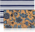 Moucuny 2 Pcs Navy Blue Coir Doormat and Stripe Rug Outdoor by Moucuny