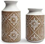 Rustic Ceramic Vase Set of 2 for Living Room Bedroom 11.02'' and 9.05'' Large Unique Flower Vases for Home Decor Office Centerpieces Fireplace Vintage Antique Farmhouse Modern Gift for Plant - Image 6