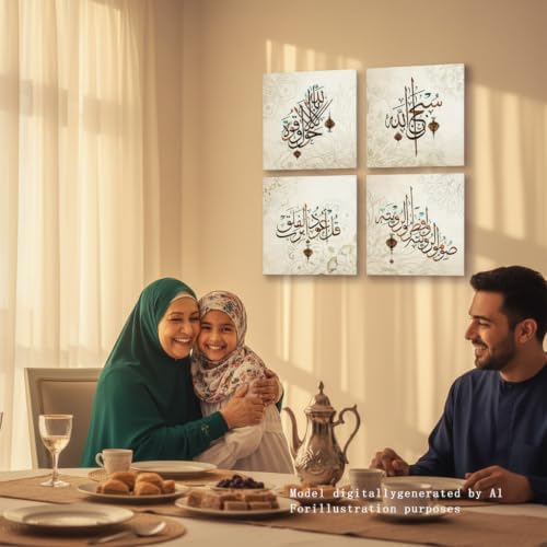 Islamic Canvas Wall Art Decor, Modern Quran Calligraphy for Living Room Set - Image 5