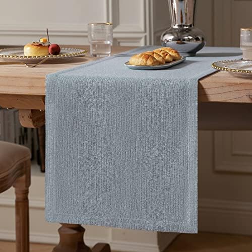 ZeeMart Burlap Style Farmhouse Table Runner, 14x108 Inches Light Dusty Blue by ZEEMARTONLINE