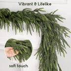 6FT Soft Touch Artificial Norfolk Pine Christmas Garland with Timer Lights - Image 4