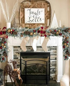 Christmas Garland for Front Door, 6 Foot Artificial Unlit Winter Garland with Pine Cones, Berry Clusters, Burgundy Ball Ornaments and Ribbon for Thanksgiving Holiday Christmas Decoration - Image 5