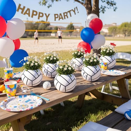 LemonRoad 6 Pcs Volleyball Vase Centerpiece for Table, 3.93 x 3.93 x 3.15'' - Image 5