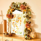 DecorbyHannah 6ft Fall Garland for Mantle with Lights & Pumpkin Hydrangea - Image 6