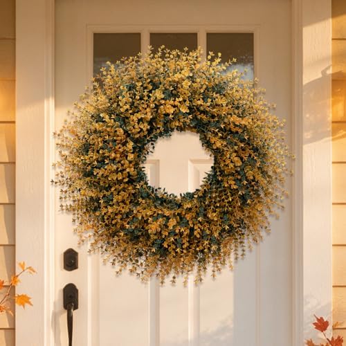 HUZIYAHAN 28" Large Fall Wreaths for Front Door Decoration(Autumn Orange) - Image 2