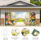 ANNA QUEEN Garden View Easter Garage Door Banner 7x16FT, Spring Flowers Easter Eggs Bunnies Garage Door Cover, Outdoor Decoration for Yard, Garage & Front Door - Image 4