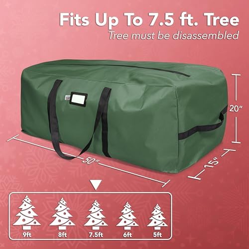 Holiday Cheer Christmas Tree Storage Bag Waterproof 7.5ft Green - Image 3