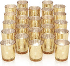 DARJEN 24 Pcs Gold Tea Lights Candles Holders for Wedding Centerpieces by DARJEN